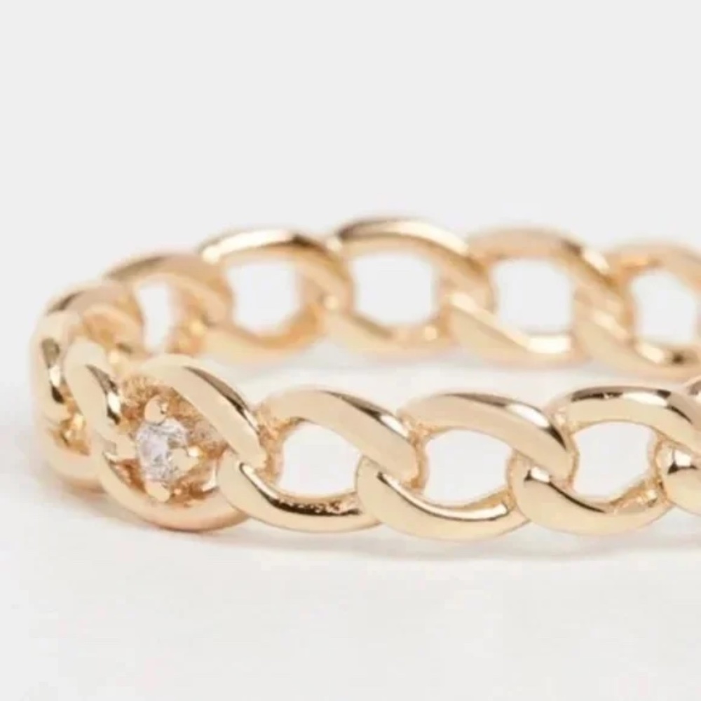 NEW SHASHI Revolve Patron Ring Sterling Silver 18k Vermeil Cubic Zirconi…